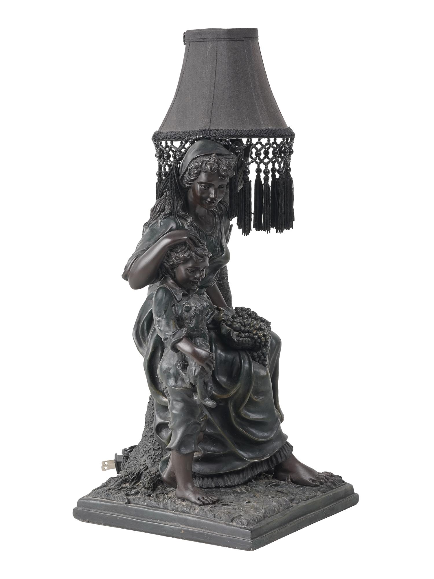 BLACK SCULPTURAL TABLE LAMP MOTHER WITH CHILD PIC-2